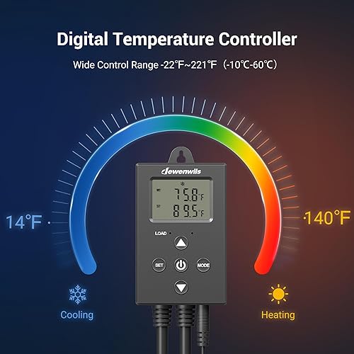Miniatura 3 de DEWENWILS Toma de termostato digital con controlador de temperatura con modo de calefacción y refrigeración para congelador de pecho, cerveza