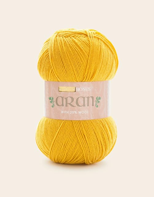 Hayfield Bonus Aran with Wool, Mustard (768), 400g by Sirdar Yellow