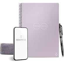 Rocketbook Core Reusable Spiral Notebook, Executive Size 6x8.8, Lilac - Dotted Pages, App-Connected, Erasable, Durable Cover, Ideal for School, Work, and Creative Projects