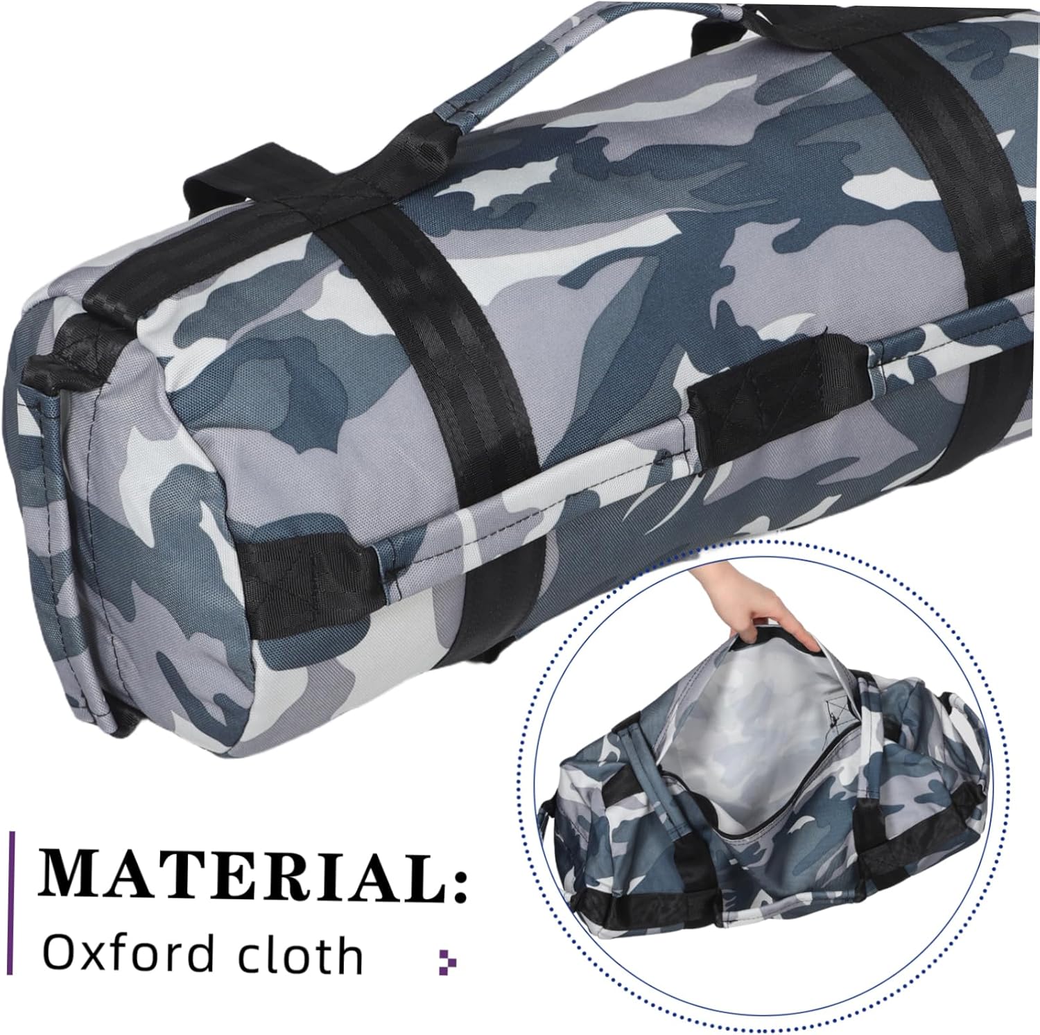 Camouflage Weighted Sandbag for Fitness Training Sturdy Outdoor Exercise Pouch Adjustable Straps for Strength Building and Endurance Workouts