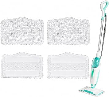 4 Pack Steam Mop Replacement Pads Compatible with Shark S1000 S3101 S3202 S3250 S3251, Reusable Microfiber Steam Mop Pads for Sealed Hardwood, Tile, Laminate & Vinyl, White Rice Grain