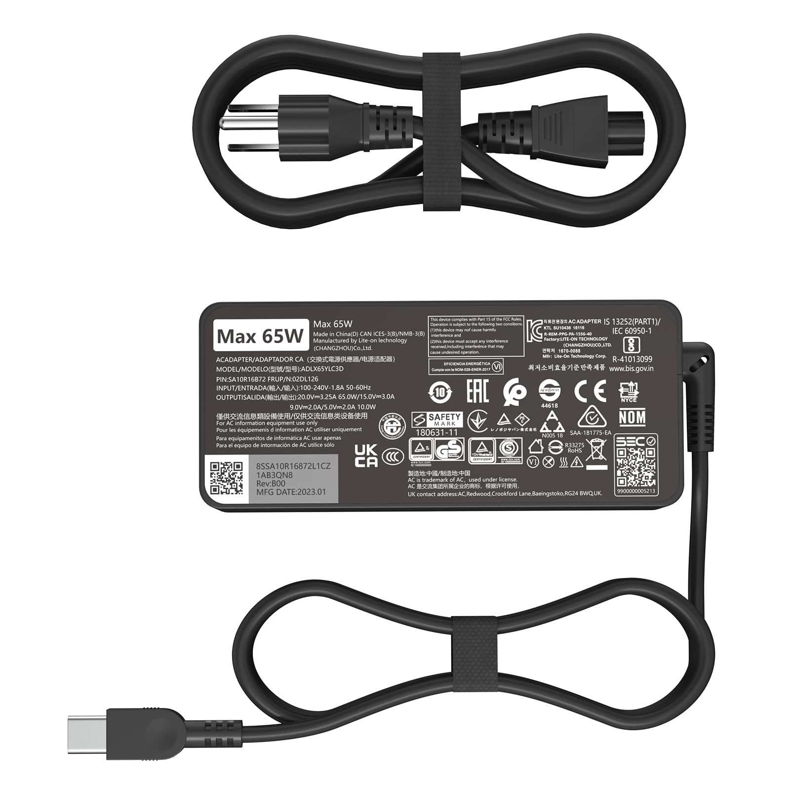 65W USB C Type c AC Charger Compatible with Lenovo ThinkPad E580 E585 E590 E590S E595 T480 T490 T580 Yoga C940 C740 thinkbook ADLX65YCC3A Laptop Power Supply Adapter Cord