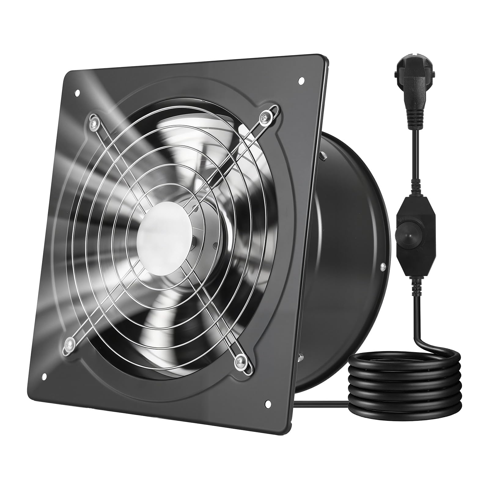 VEVOR Ventilatore di Scarico da 254 mm, Ventilatore di Sfiato a Parete ad Alta Velocità da 988 CFM con Controllo della Velocità, Basso Consumo, per Soffitta, Garage, Cantina, Officina, Cucina