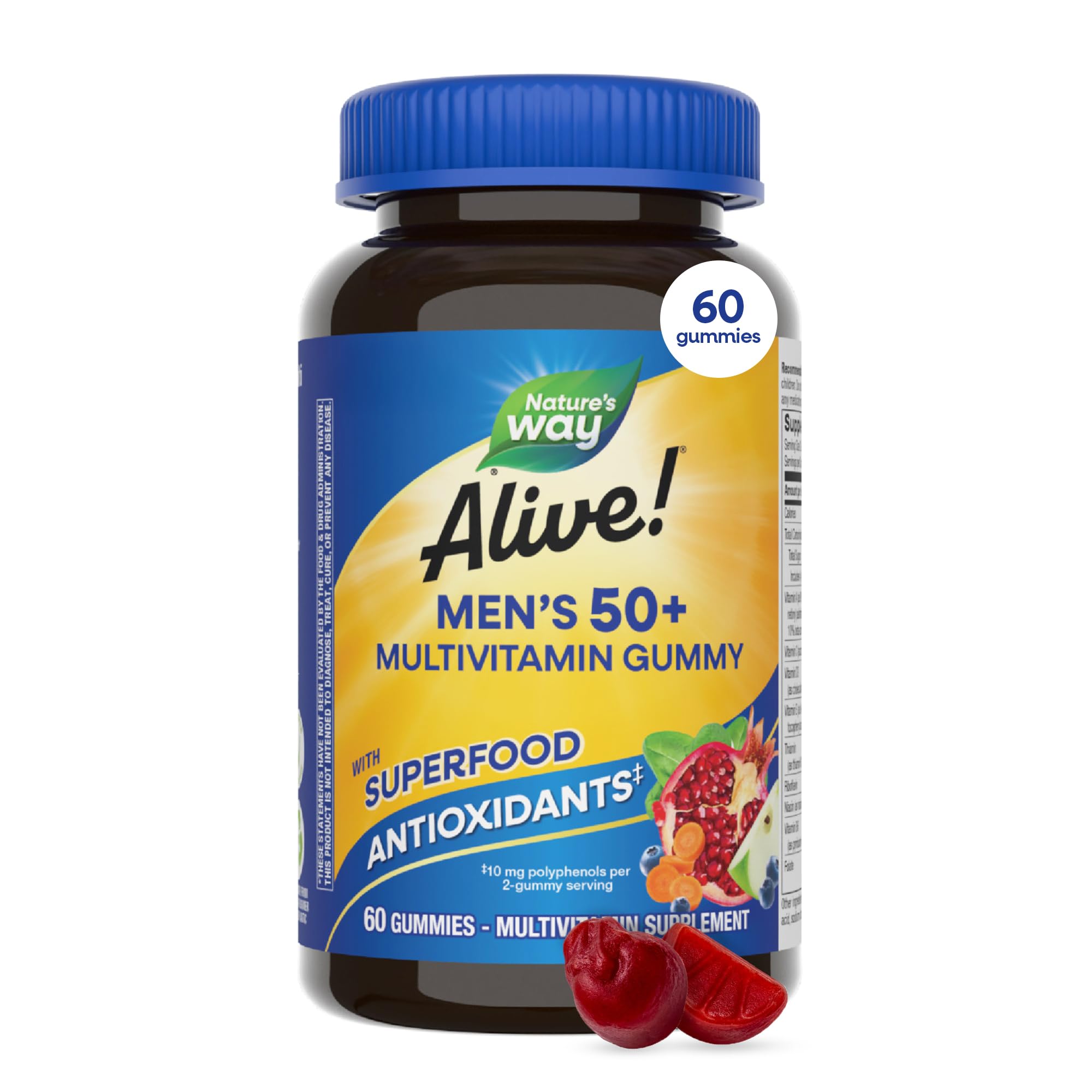 Nature's Way Alive! Men’s 50 Plus Multivitamin Gummy, Fruit-Flavored, 60 ct 60 Count (Pack of 1)