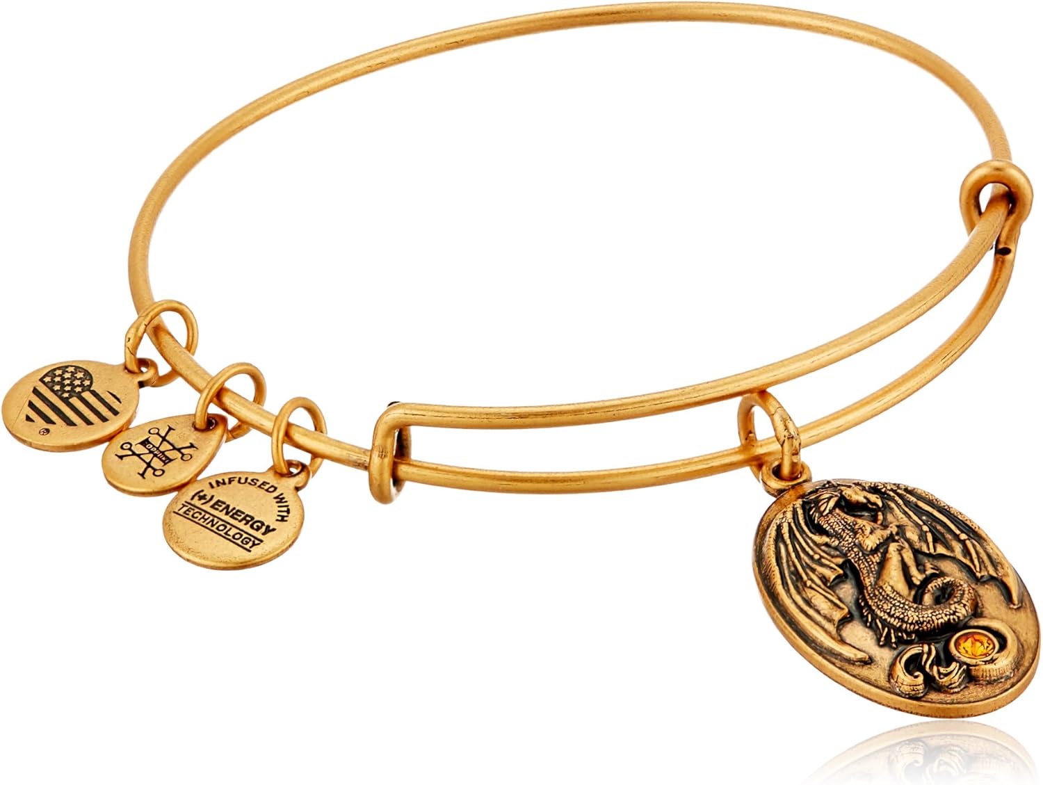 Alex and Ani Path of Symbols Dragon with Crystal Expandable Gold Wire Bangle Charm Bracelet: Clothing, Shoes & Jewelry
