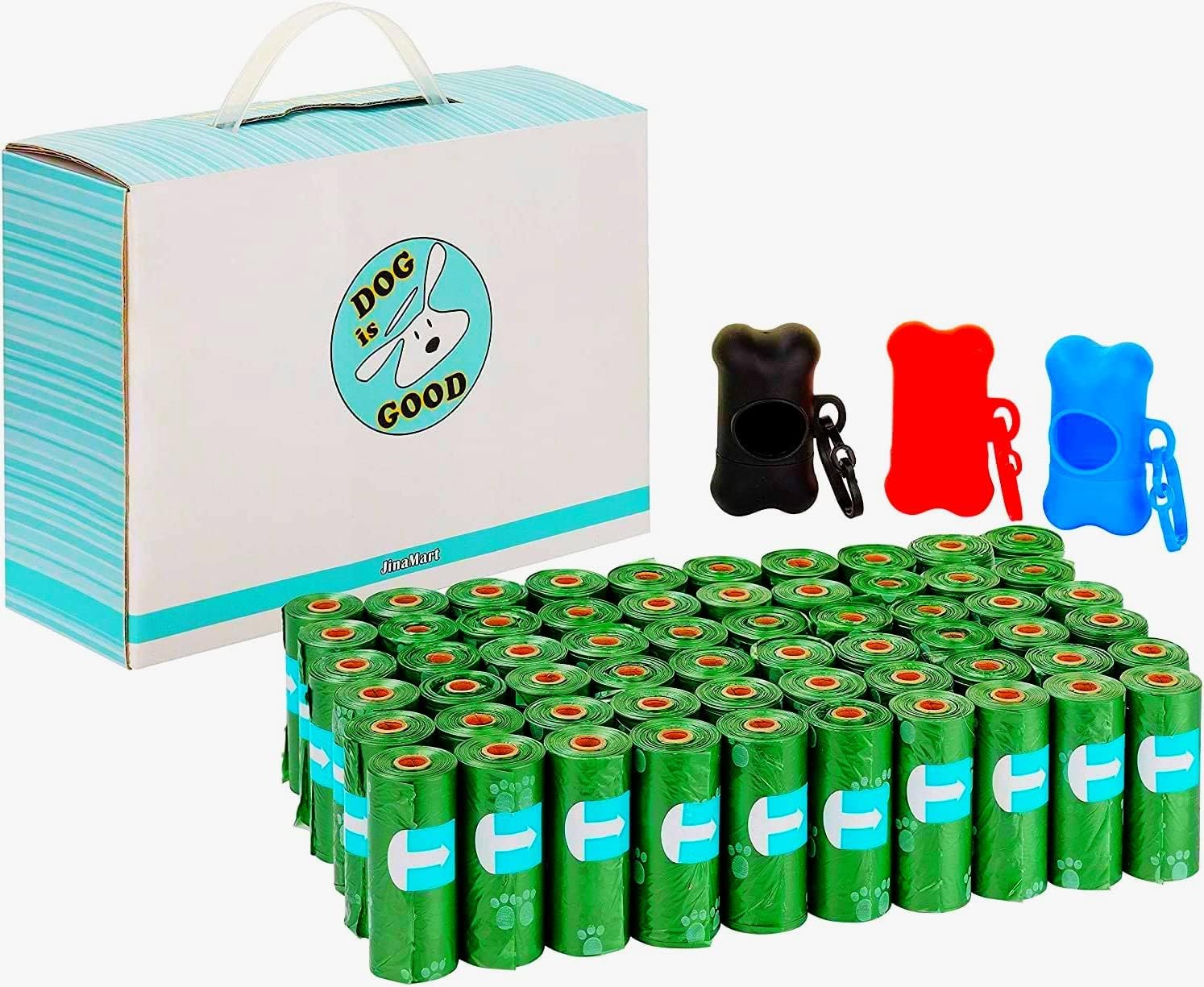 JinaMart 100% Corn Starch Dog Poop bags – biodegradable plastic |dog poop pet waste bag |15 Microns Thick | Extra Strong and Earth Friendly|Leak-Proof (900 bags, Green)