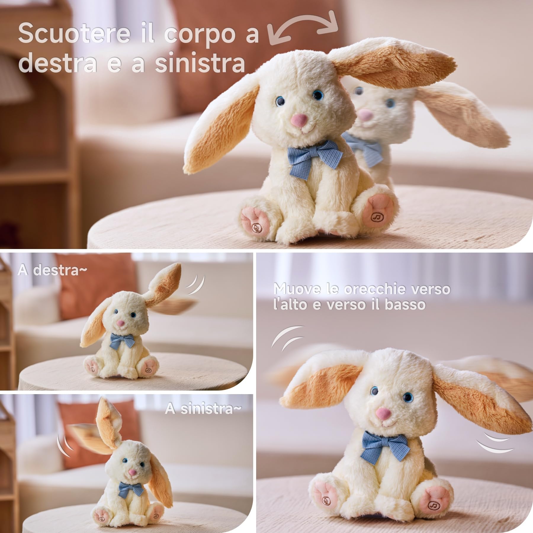 TUMAMA KIDS Giochi Bambini, Elettrico Peluche Coniglio, Giocattoli Animali Interattivi, Canta e Ripete Parlante, Scuotere l'orecchio, Giocattoli Bambino 1 2 3 anno, Regalo Bambina