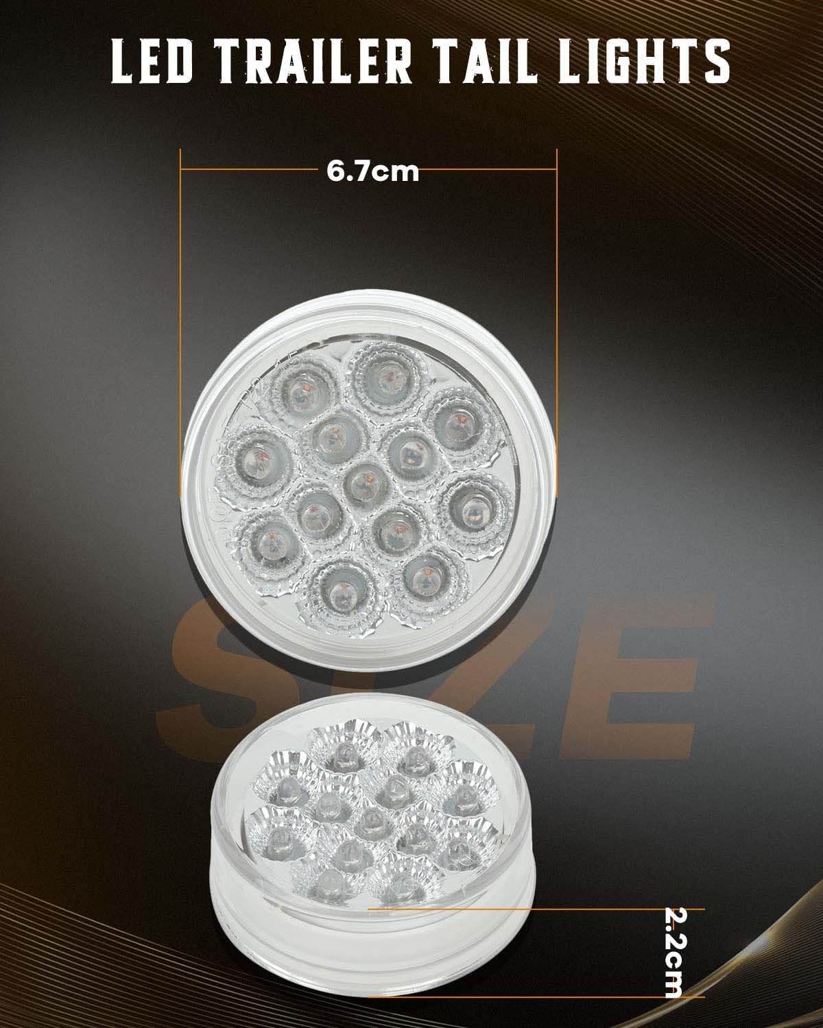 cciyu 6x 4 Inch Round 13 Diodes Clear LED Trailer Tail Lights Backup Tail Lights Truck Trailer Lamp Clear Lens 12V Universal Compatible with Trucks Trailers Tractors Semi-Trailer Dump Truck Bus Boat