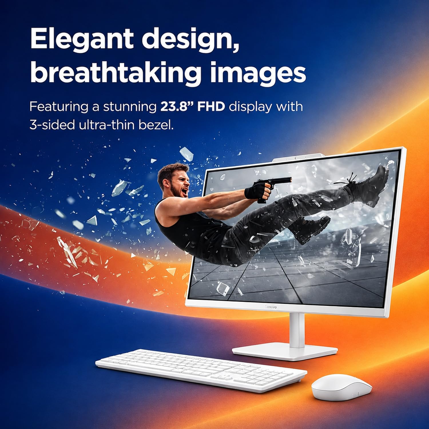 Lenovo Computer desktop all-in-one da 61 cm | Intel Core i3-N305 (8 core, Beat i5-1140G7) | RAM da 32 GB, SSD da 1 TB | WiFi 6 | Grafica UHD | Splendido display IPS FHD, Lifetime Office 365 per Web
