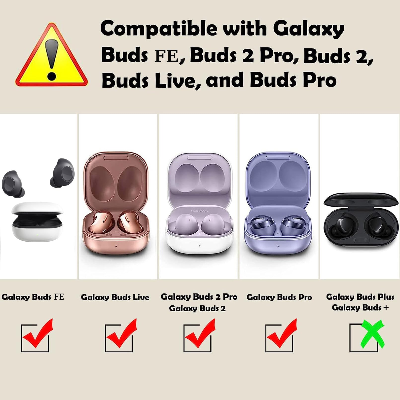 2 szt. etui na EasyBee kompatybilne z Samsung Galaxy Buds 2 Pro (2022) / Buds 2 / Pro / Live/FE, pełna ochrona, odporna na wstrząsy