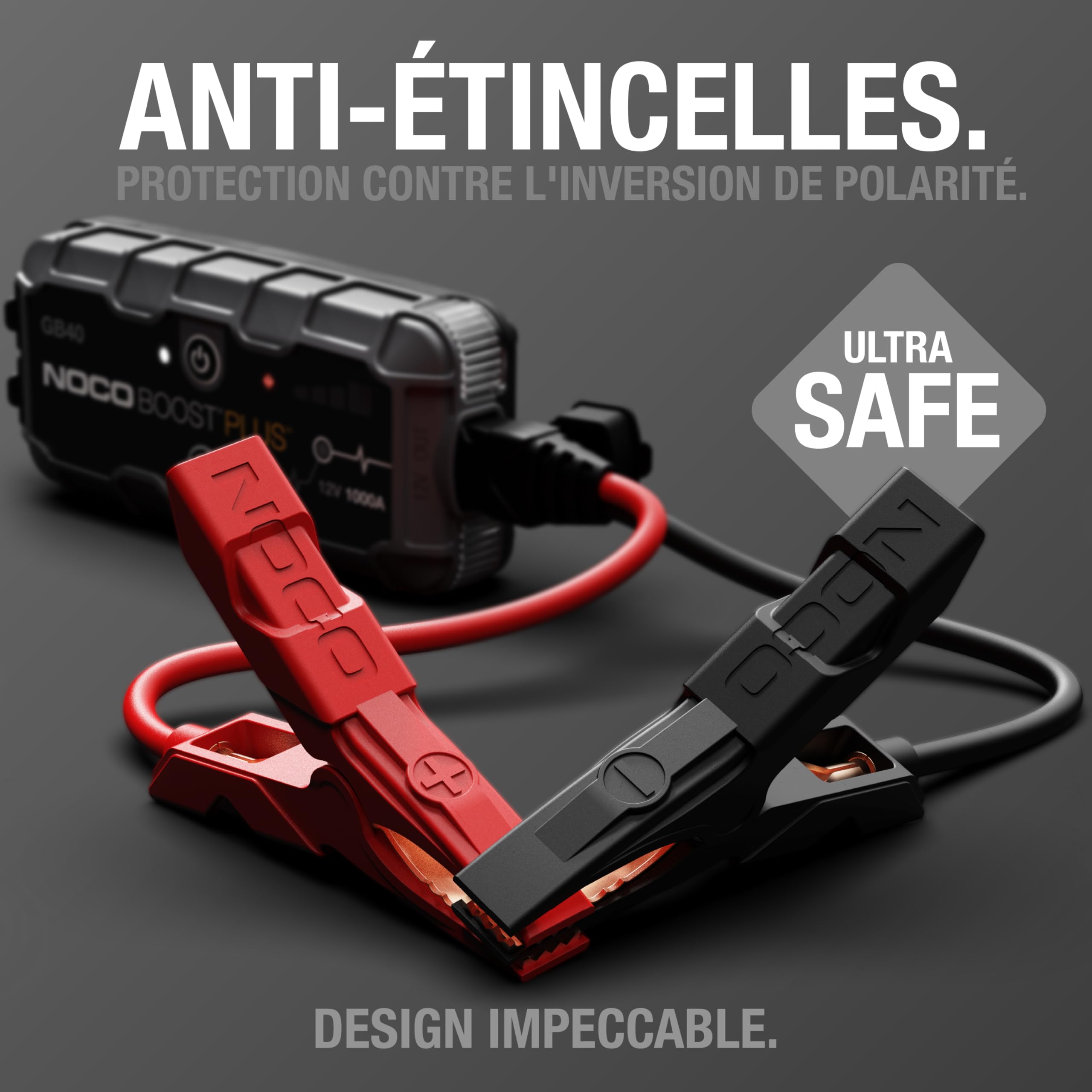 NOCO Boost GB40: Booster Batterie UltraSafe 1000A – Démarreur Lithium 12V Portable avec Powerbank et Chargeur USB – pour Moteurs Essence 6,0L et Diesel 3,0L