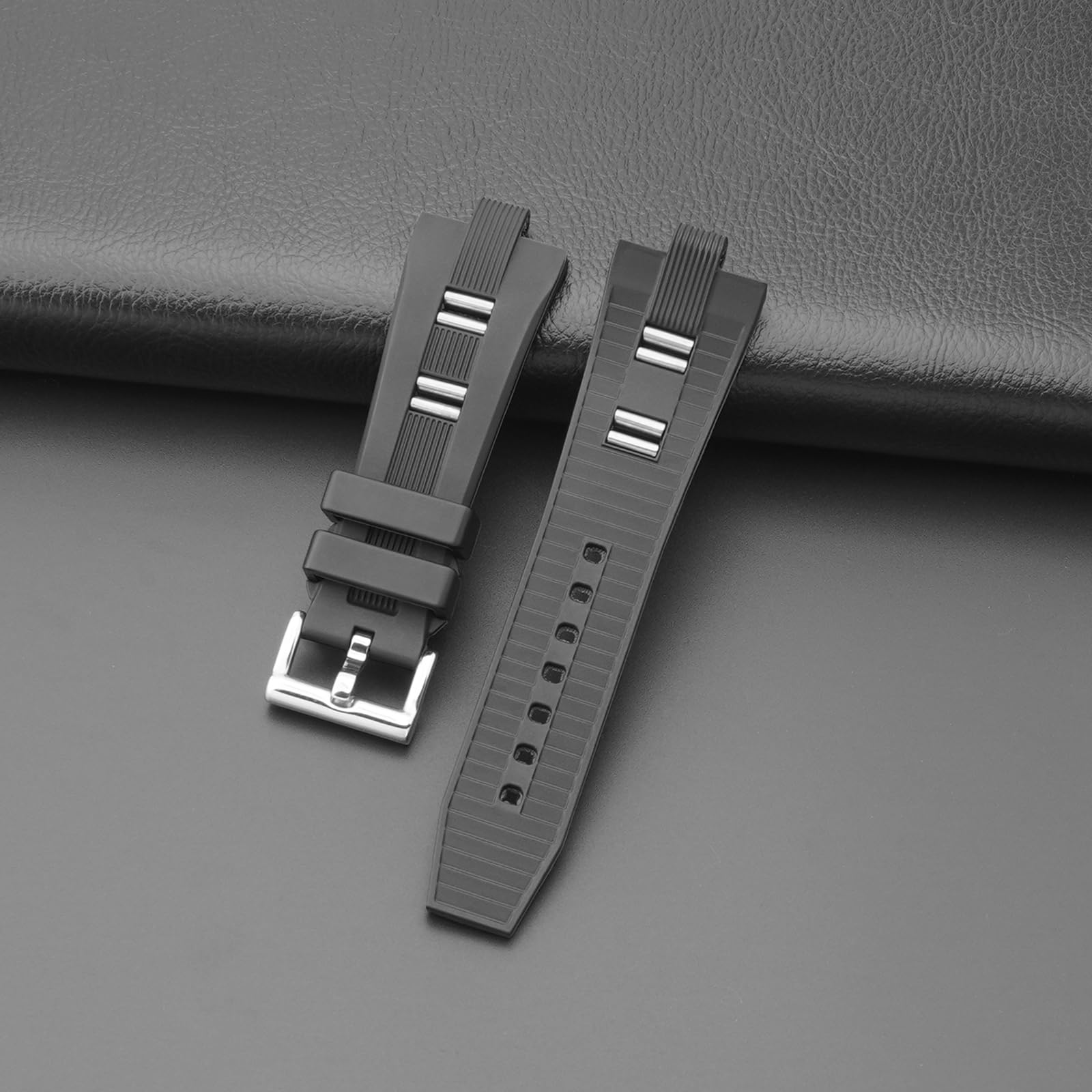 Bracelet de rechange en silicone souple compatible avec montre Diagono de 21 mm x 8 mm, pour homme et femme, noir