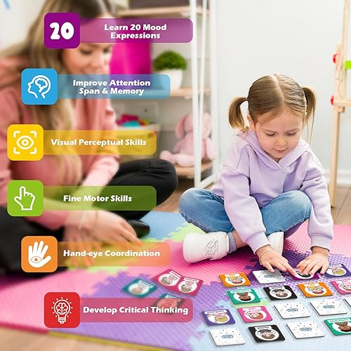 Miniatura 6 de Aizweb Feelings Emotions Juego de coincidencia, juego de memoria, actividades de aprendizaje socio-emocional, tarjetas flash para bebés pequeños,