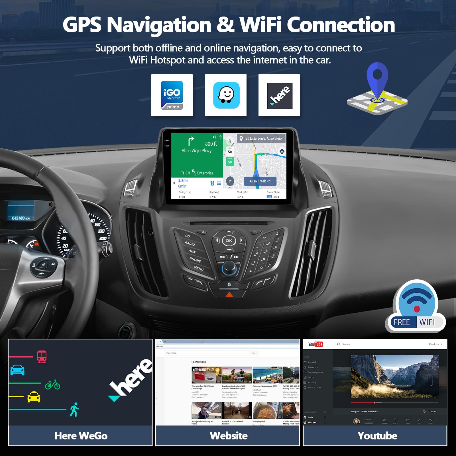 for Ford Escape 2013-2019 Ford Kuga 2012-2018 Android 11 Car Stereo Radio 2+32GB