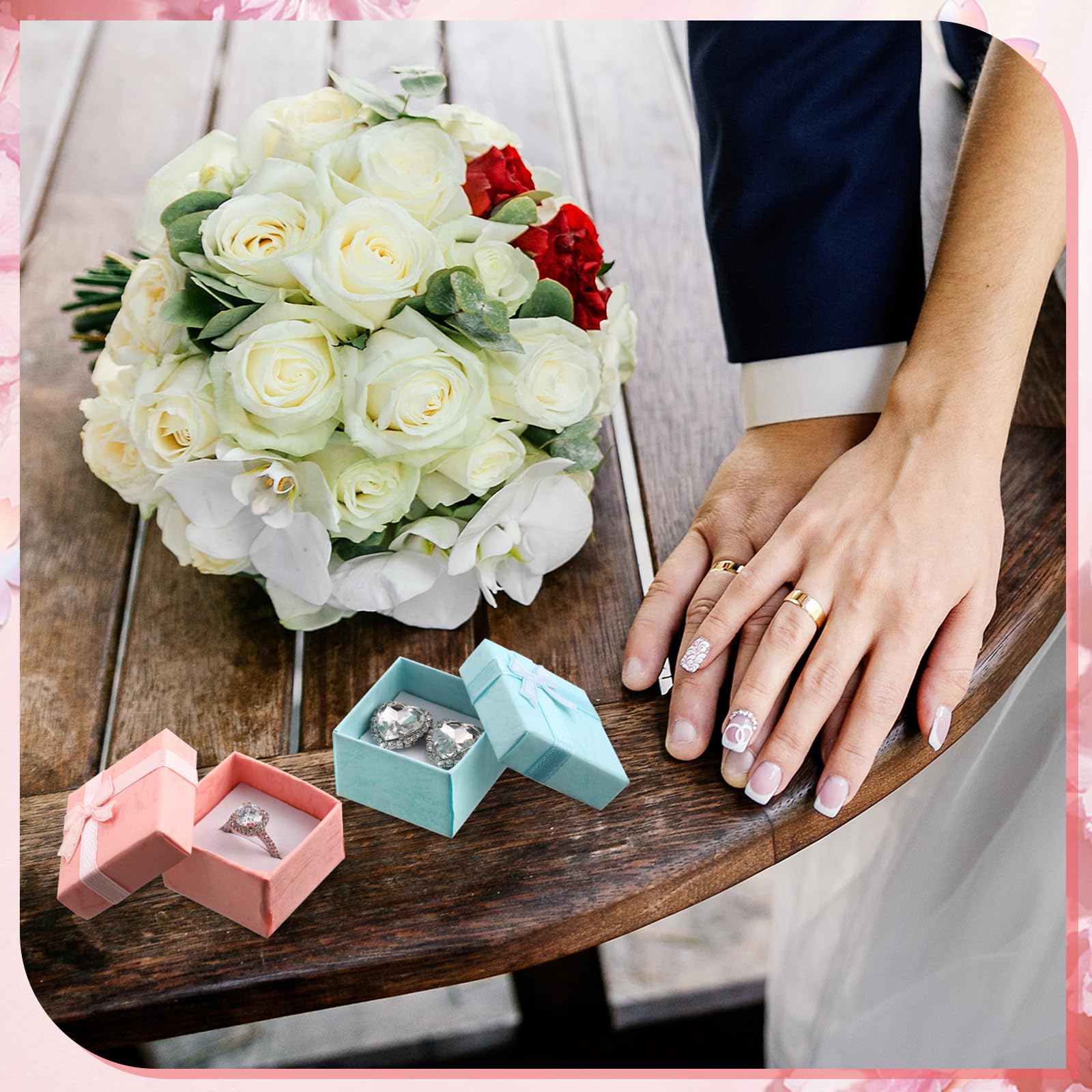 Ringschachteln aus Hartkarton, 4,1 x 4,1 cm, 72 Stück, Schmuckkästchen mit Schleife, kleine Schmuck-Geschenkboxen für kleine Unternehmen (stilvolle Farbe)