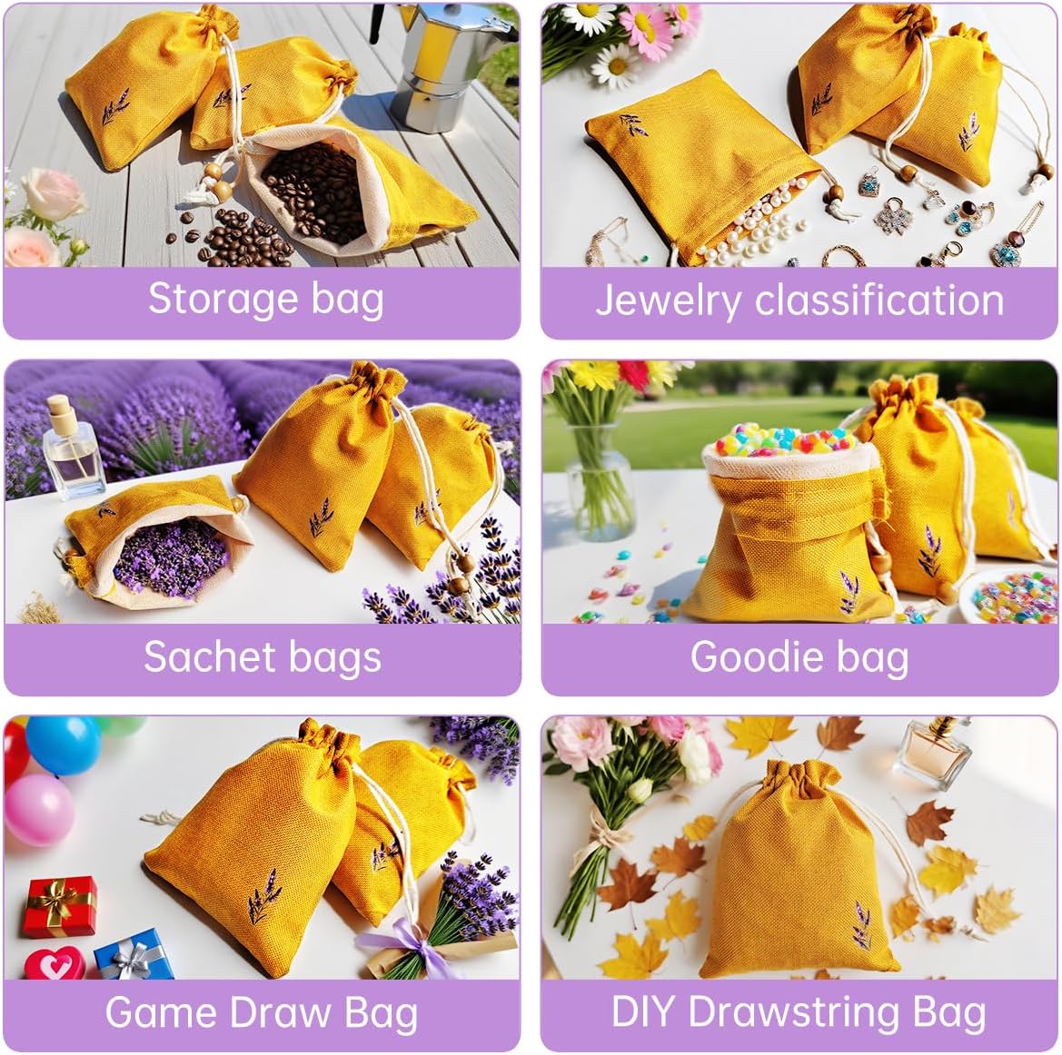 Daclubmenxy Burlap Sachet Bags 20 Pack - 4.5x6 Inch Empty Cedar Sachets with Drawstring for Lavender, Wedding Favors, Spice Storage (Orange) - Image 3