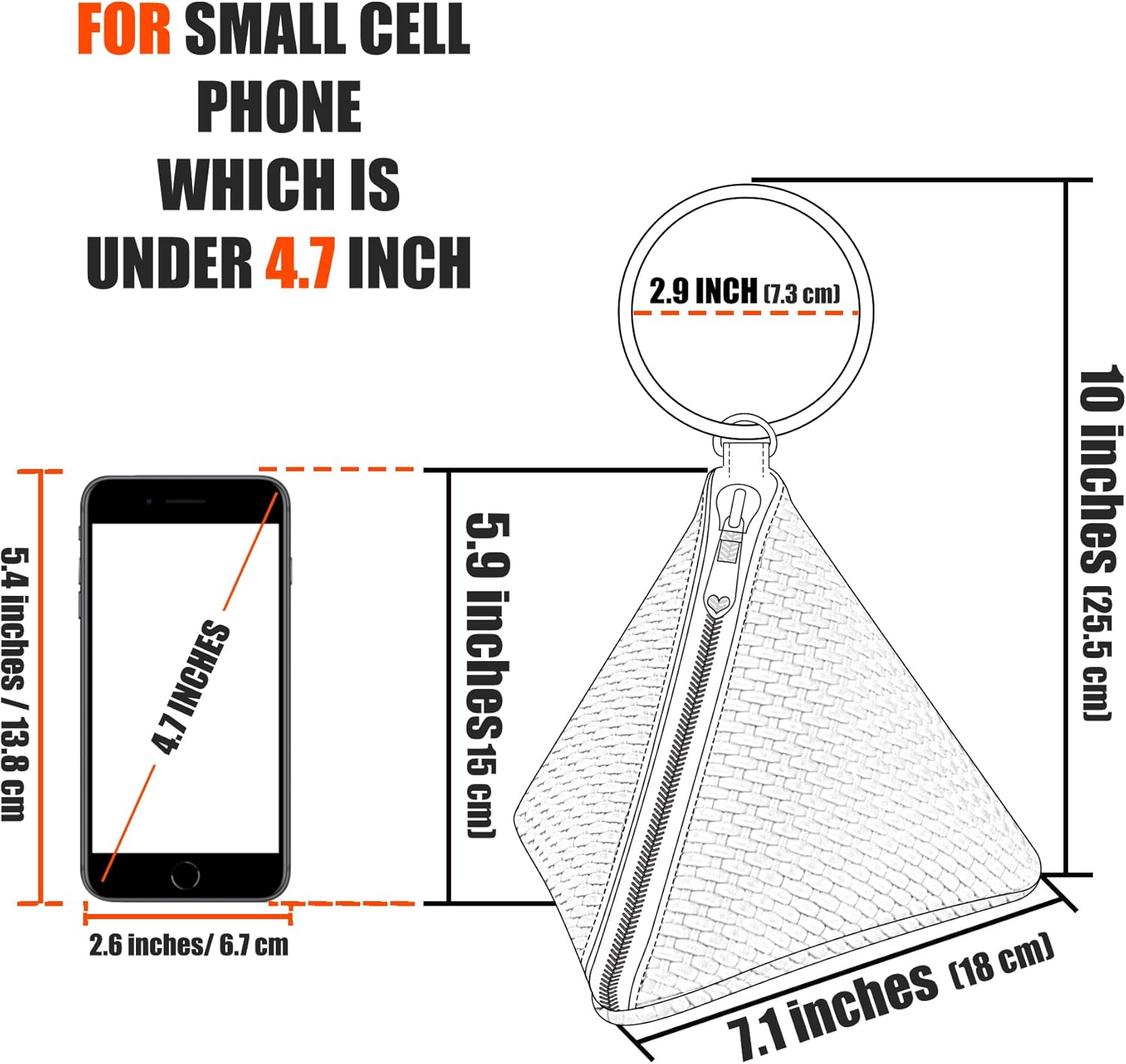 bvya Leather Triangle Wristlet Clutch Purse Handbag - Pyramid Evening Cocktail Wallet Tassel Charm - Image 2