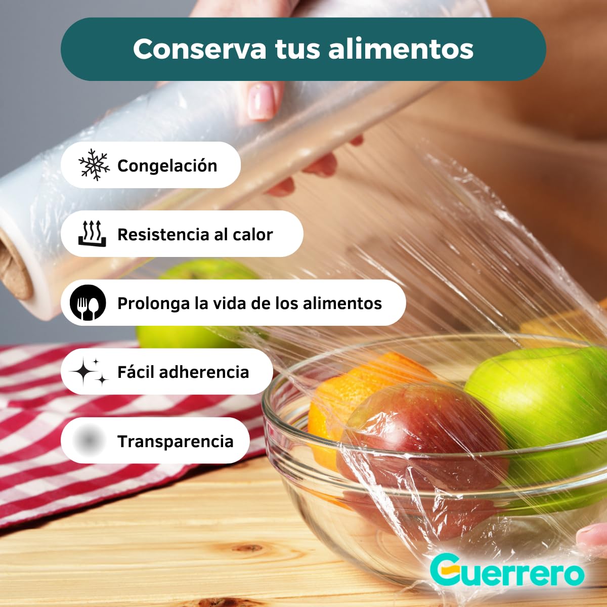 Papel Film Transparente alimentario Industrial - Rollos de Plastico Profesional para Cocina, Industria o Film Tattoo - Pack 3 Bobinas de 30x300 metros Resistente (3 Rollos)