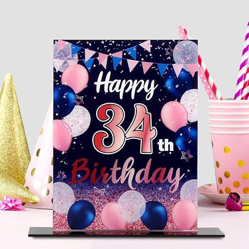 Miniatura 378 de LINGTEER Happy 11th Birthday Decorations, 2Pcs Black&Gold Stand Print Acrylic Table Centerpieces Backdrop Board- Cheers to 11 Years Old Fun Birthday
