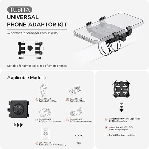 Miniatura 2 de TUSITA Soporte para teléfono de bicicleta compatible con Garmin Mount, 4.0"-6.9"