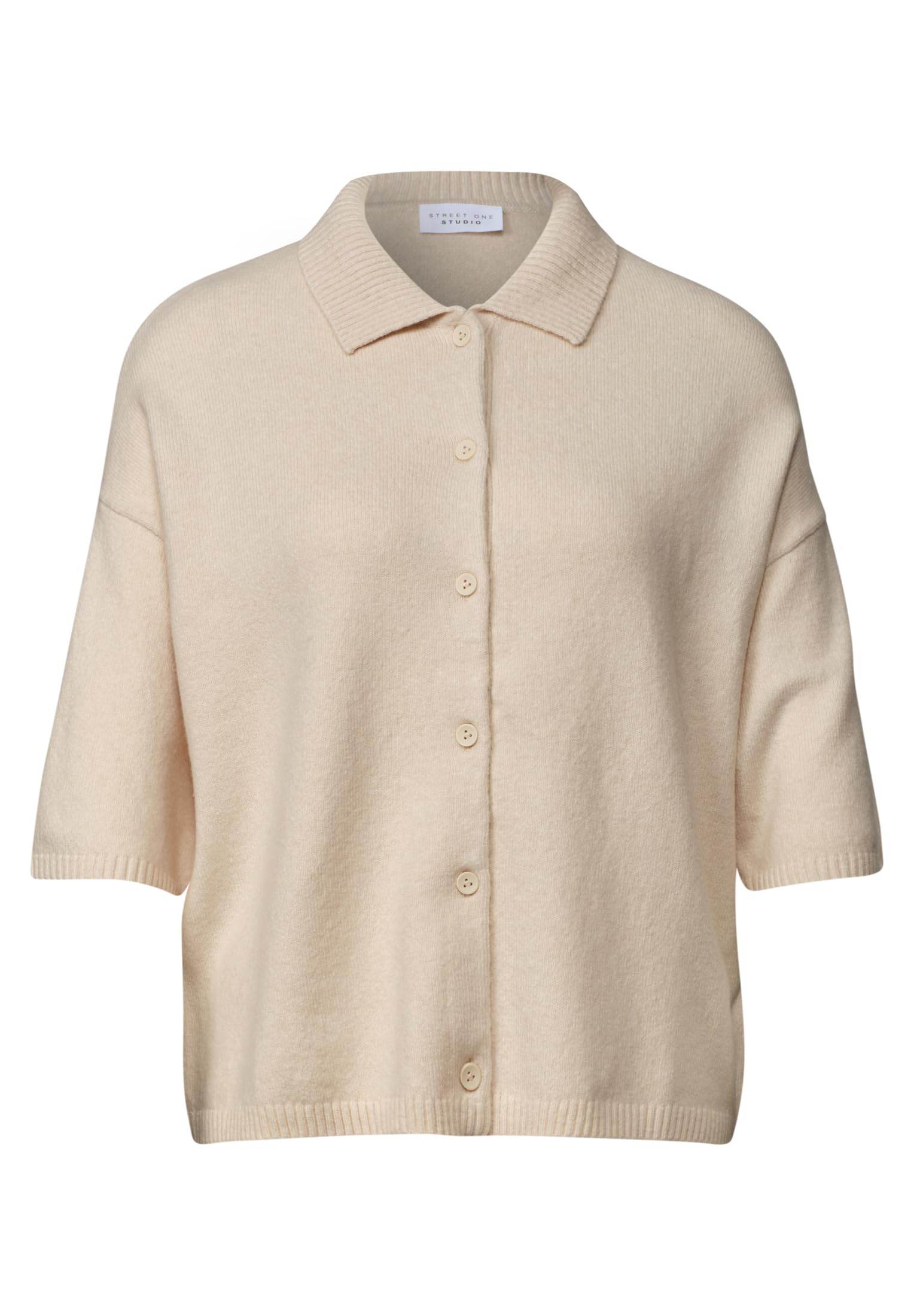Street One Studio Damen Kurzarm Cardigan mit Polokragen