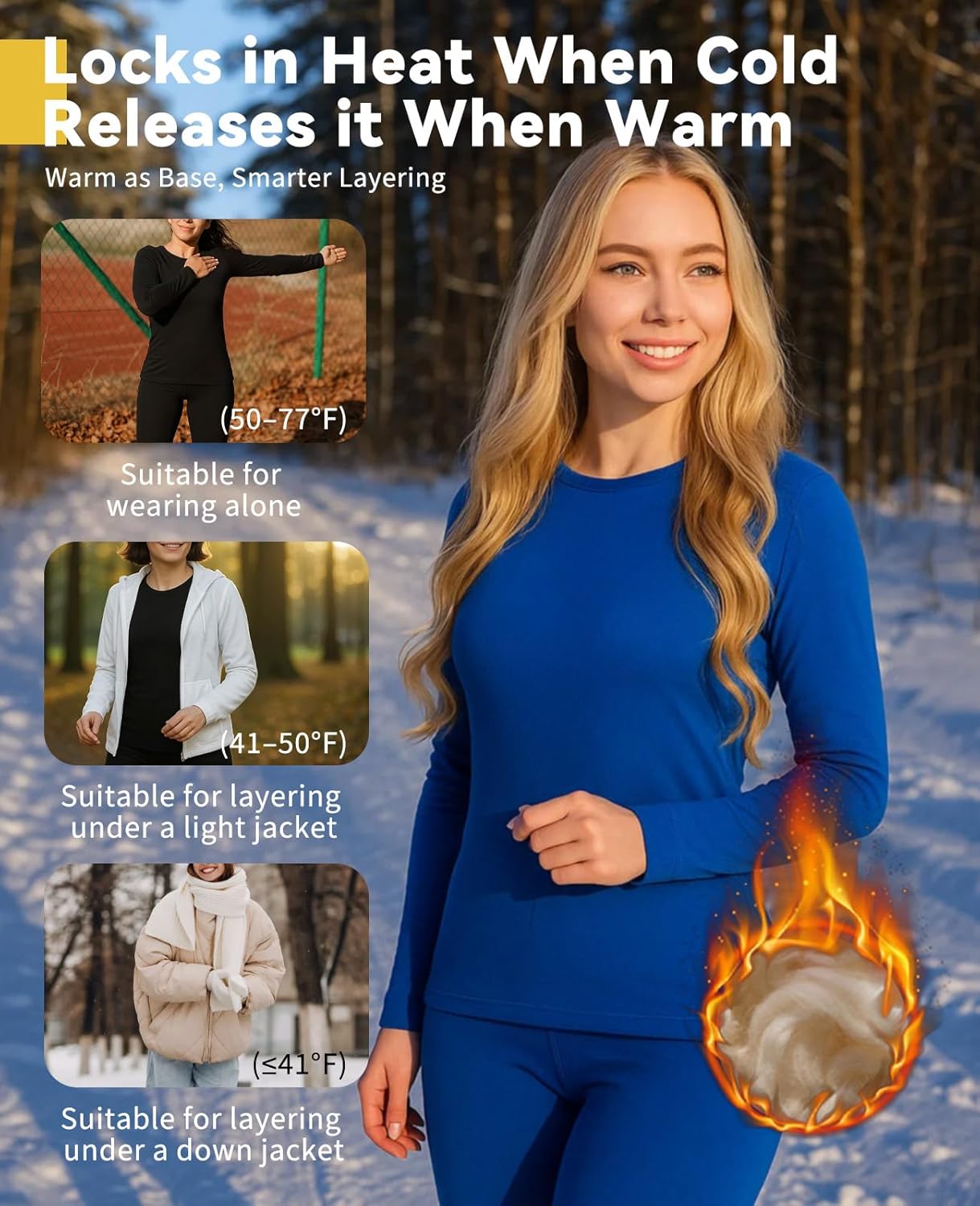 Merino Protect 100% Merino Wool Base Layer Womens Set Thermals Odor Resistance Underwear For Cold Weather