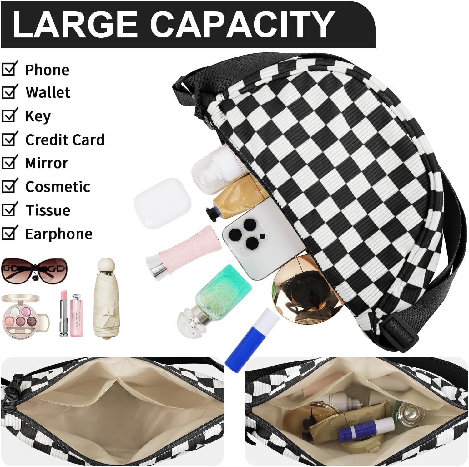 Nylon Crescent Crossbody Bag for Women Purses Trendy Men,Small Travel Sling Bag Hobo - Image 6