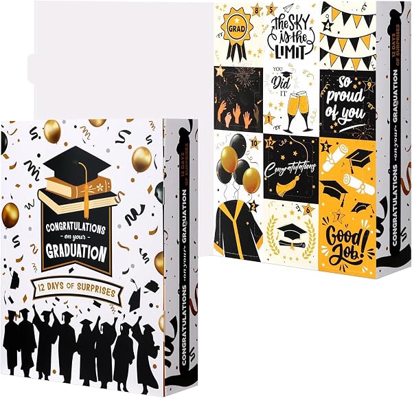 12 Days Graduation Advent Calendar Empty Gift Box,Graduation Countdown Calendar Gift Boxs,DIY Empty Gift Box for High School College, Keepsake Storage Container For Mementos,Gifts Not Included (Black) - 5