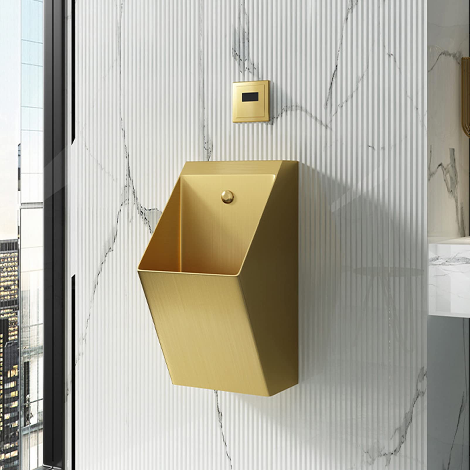 OTQEFTN 304 Stainless Steel Automatic Sensor Urinal,Household Men's Standing Small Urinal,Urinal with Smart Sensor for Automatic and Efficient Flushing