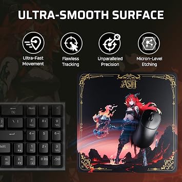 LTC Tempered Glass Gaming Mouse Pad, Ultra-Smooth Micro-Etched Surface Mousepad, Improved Precision&Speed, Impact&Scratch Resistant, Anti-Slip High-Density Silicone Rubber Base, 11.8X11.8in (Ash)