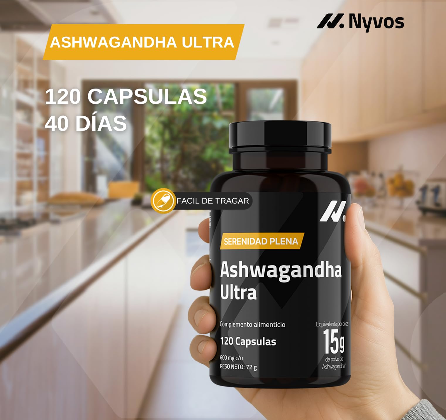 Ashwagandha Shoden Ultra® 35% Withanólidos – 15.000 mg equivalentes | 7x más concentrado que Ashwagandha KSM-66 | Apoyo a la concentración, sueño profundo, bienestar general y energía | 120 cápsulas