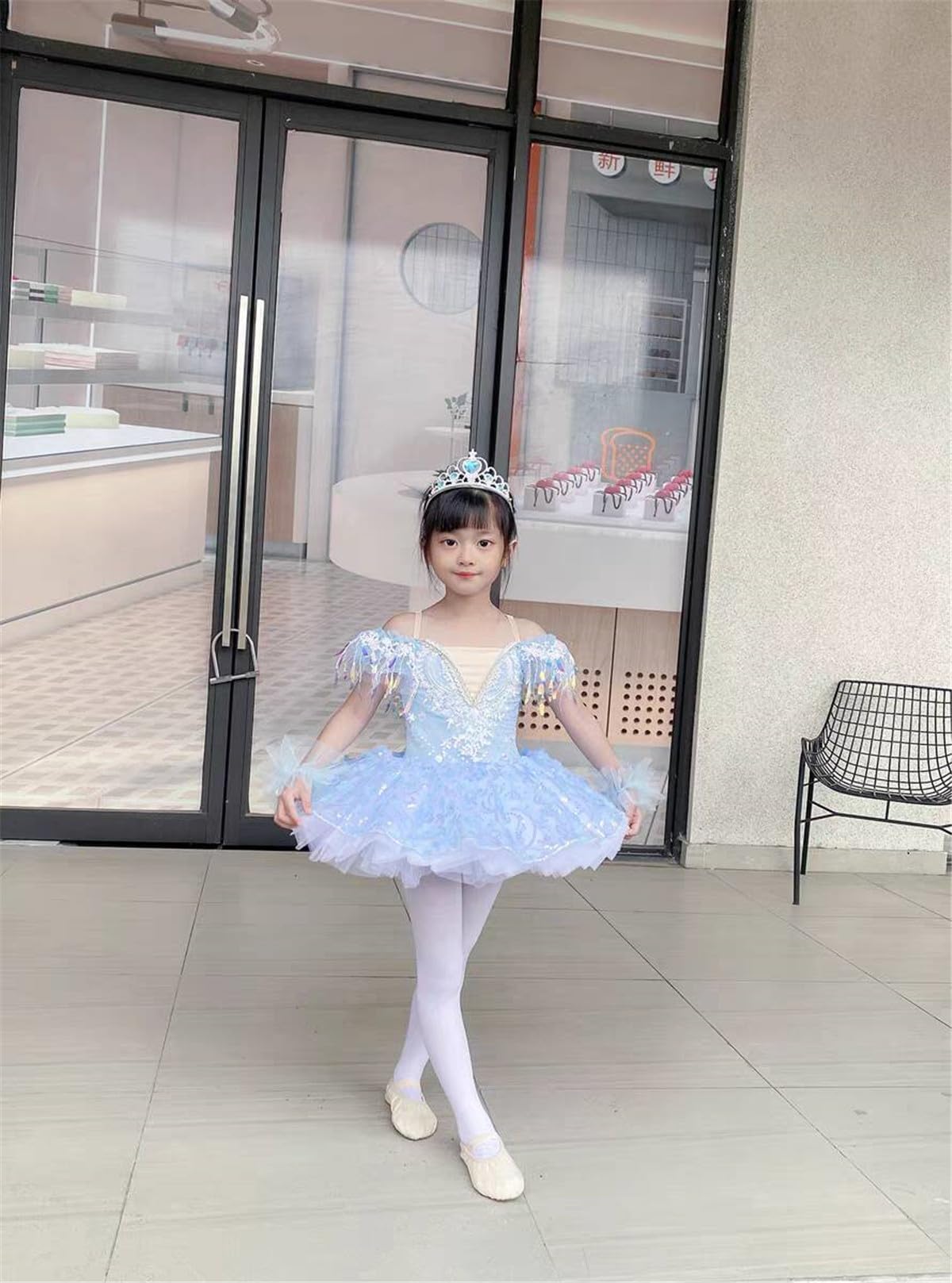 Vestido de Tutú de Ballet para Niñas, Falda de Baile con Borlas Y Lentejuelas, Mono de Ballet de Lago de Los Cisnes, Ropa de Fiesta Y Práctica. （160 cm）