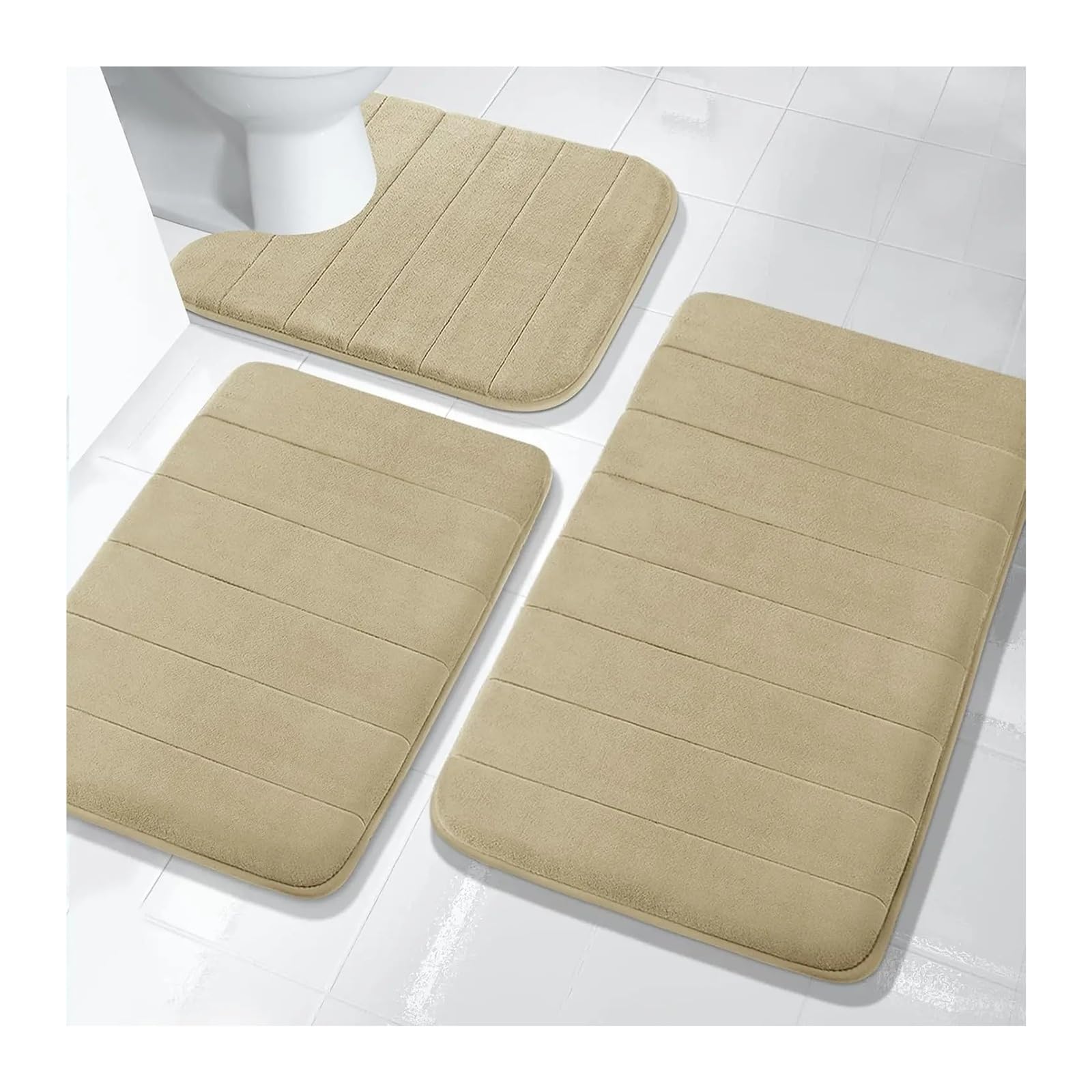 3 Stück Memory Foam Badteppiche Saugfähige Badezimmer rutschfeste waschbare Matten for Bodenteppiche für das WC