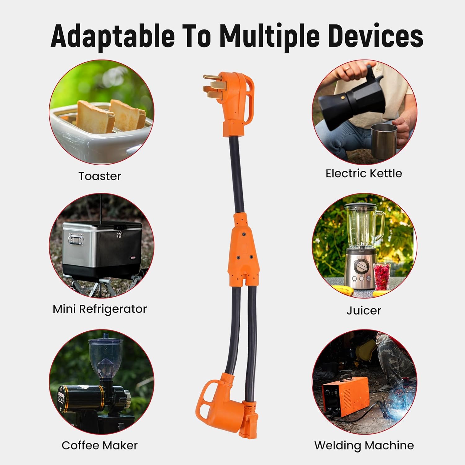 maXpeedingrods RV Y Adapter Power Cord NEMA 14-50P to TT-30R & 5-15R Y-Adapter, 50 Amp to 30Amp & 15Amp RV Power Splitter Cord for RV Trailer Household Appliances