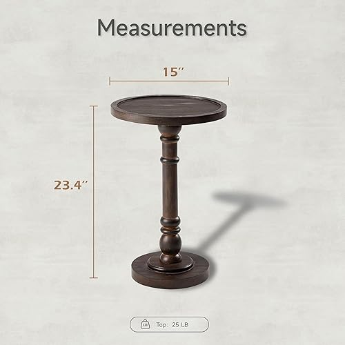 Miniatura 3 de Mesa de beber pequeña con pedestal, bandeja tradicional, mesa auxiliar superior, color espresso Marrón oscuro,Negro/Blanco,Marrón,expreso