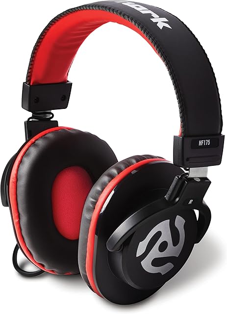 Numark HF175  Słuchawki dla DJ-ów z zamkniętą konstrukcją nauszną, przetworniki 40 mm, świetne nauszniki do miksowania i odsłuchu oraz kabel 3 m