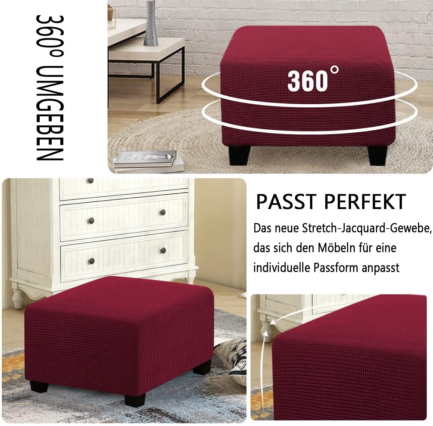 Yekuhe Copri Pouf Quadrato Elasticizzato Copri Ottomano Quadrato Copri Sgabello Copri Pouf poggiapiedi Quadrato Copri Sgabello Fodera per poggiapiedi (Color : #8, Size : 45x45cm/18x18in