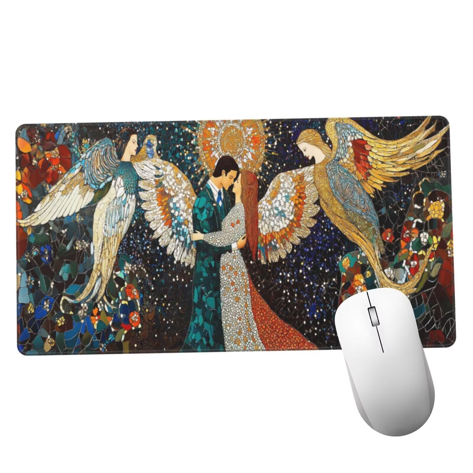 Podkładka pod mysz dla par XXL mata na biurko skrzydła 1600 x 800 x 3 mm zmywalna podkładka do gier do laptopa, z antypoślizgową gumową podstawą do gier, PC, pracowników biurowych Y1363