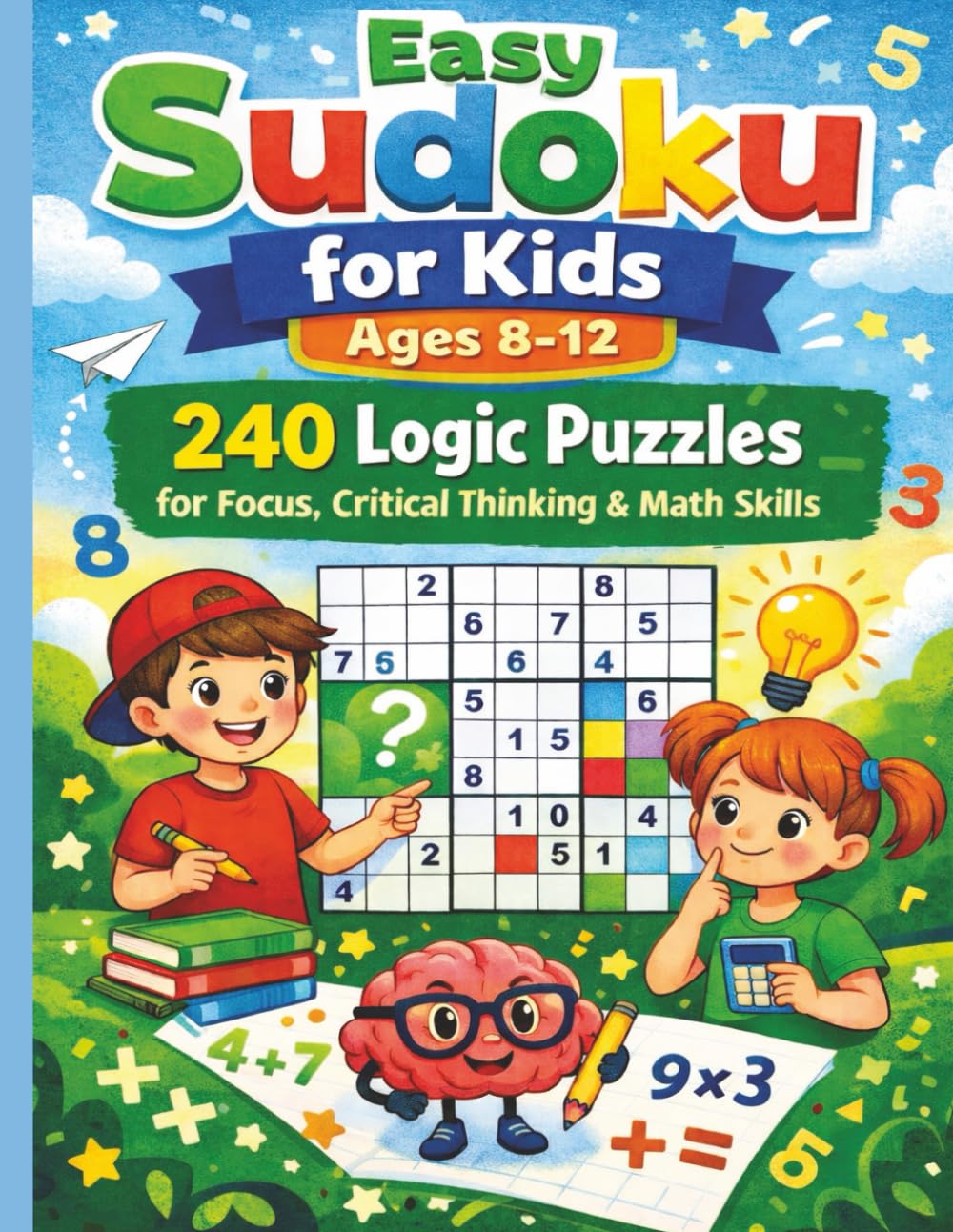 Easy Sudoku for Kids Ages 8-12: 240 Logic Puzzles for Focus, Critical Thinking & Math Skills