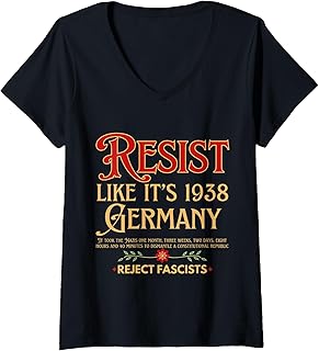 Womens Anti-Fascism Resist Like Its 1938 Germany Reject Fascism V-Neck T-Shirt
