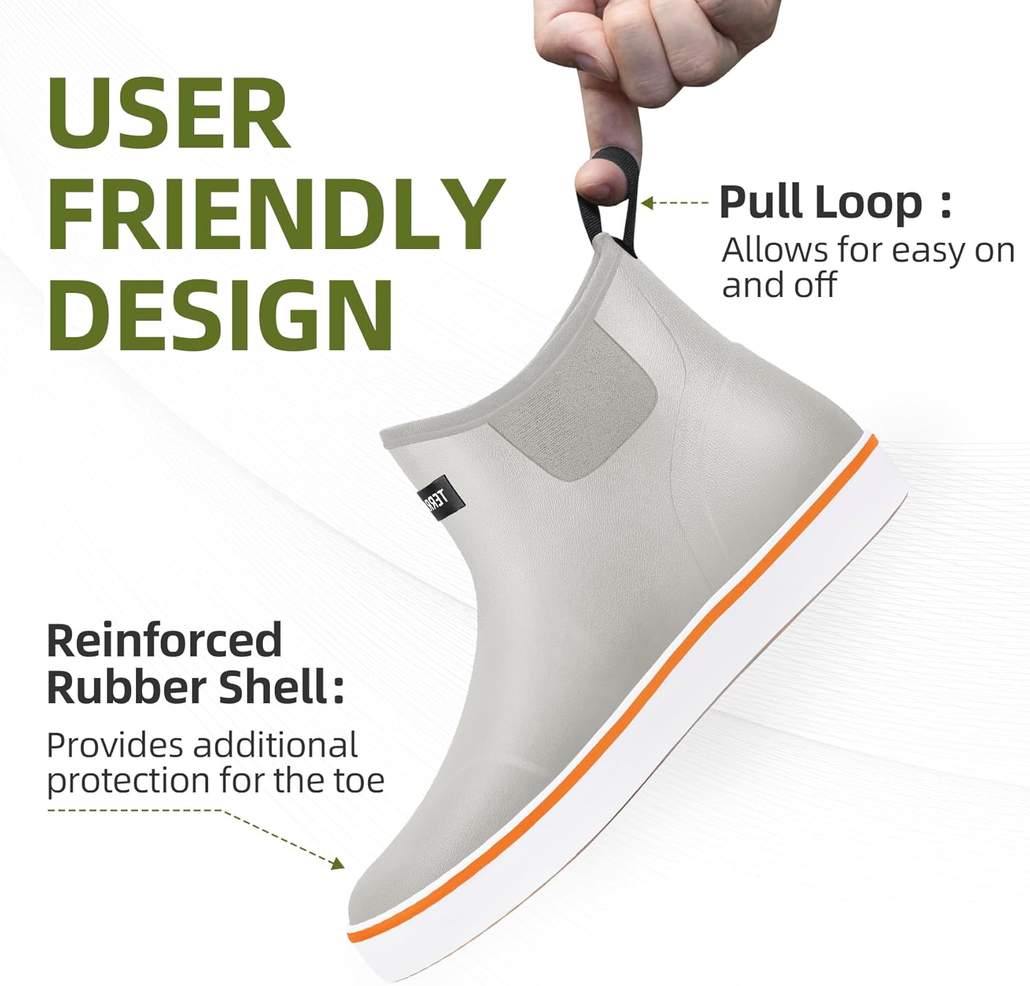 Men's Waterproof Deck Boots, Short Ankle Rain Boots for Fishing, Farming & Mud - Anti-Slip Neoprene Slip On Shoes for Garden, Slush & Boat Deck - Image 4