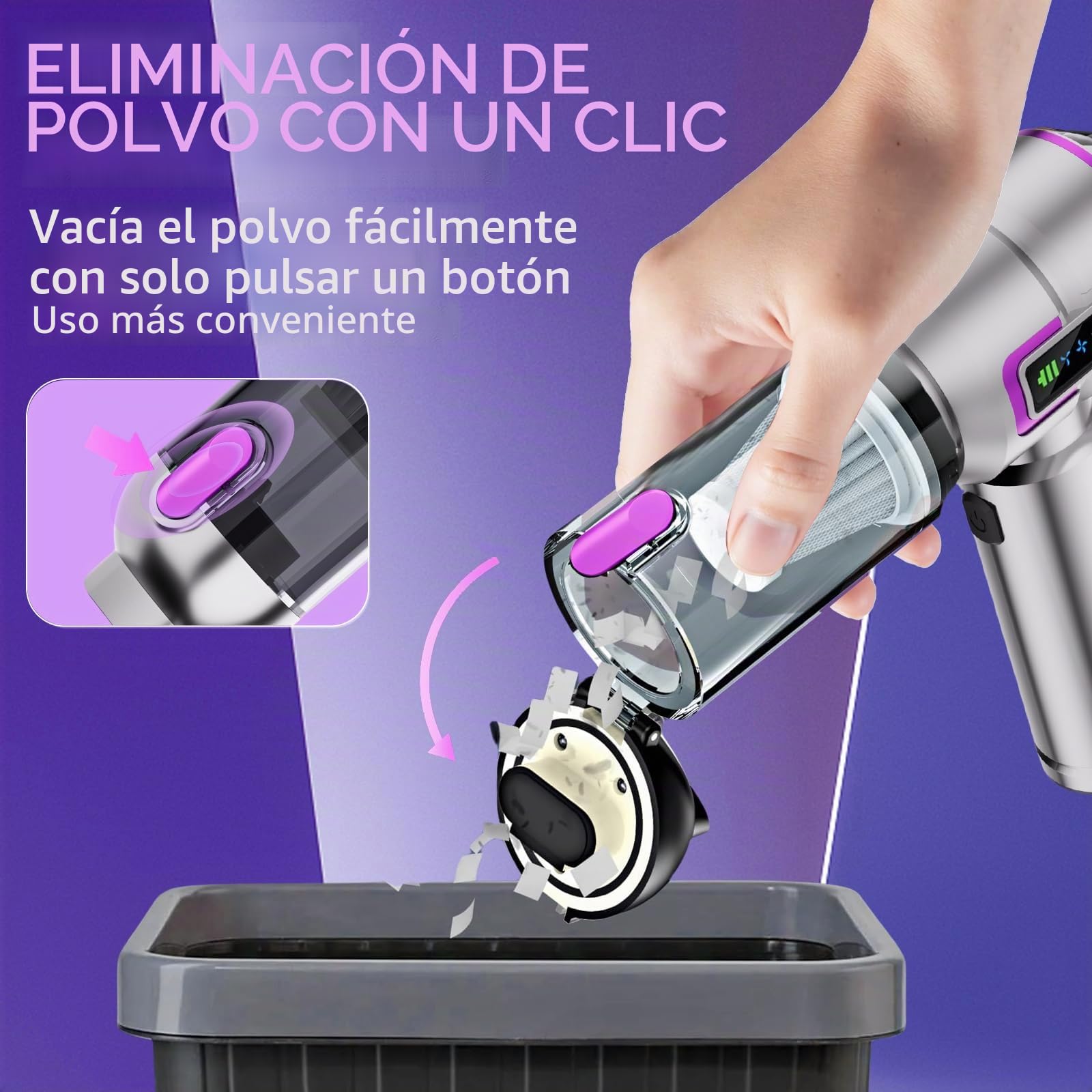 Aspiradora de mano con batería, aspiradora de coche inalámbrica de 22000 Pa, mini aspiradora, recargable, portátil, ligera y fuerte, 220.000 rpm, soplador de polvo eléctrico para el coche