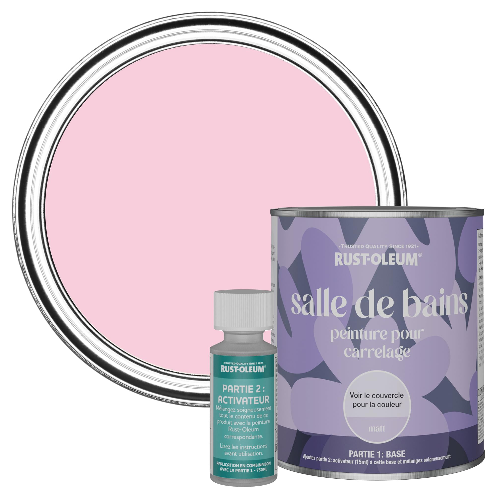 Rust-Oleum Peinture Rose Résistante à l'eau pour Carrelage de Salle de Bain, Finition Mate - Bonbon 750ml