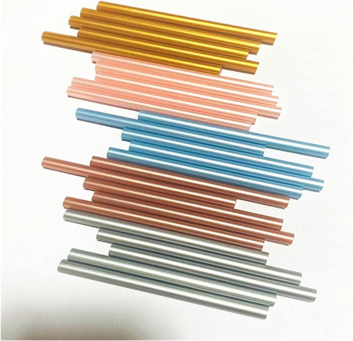 50pcs Hot Melt Glue Metal Metallic Golden Silvery 5-Color Mix Stick High Viscosity Adhesive 7 * 100mm