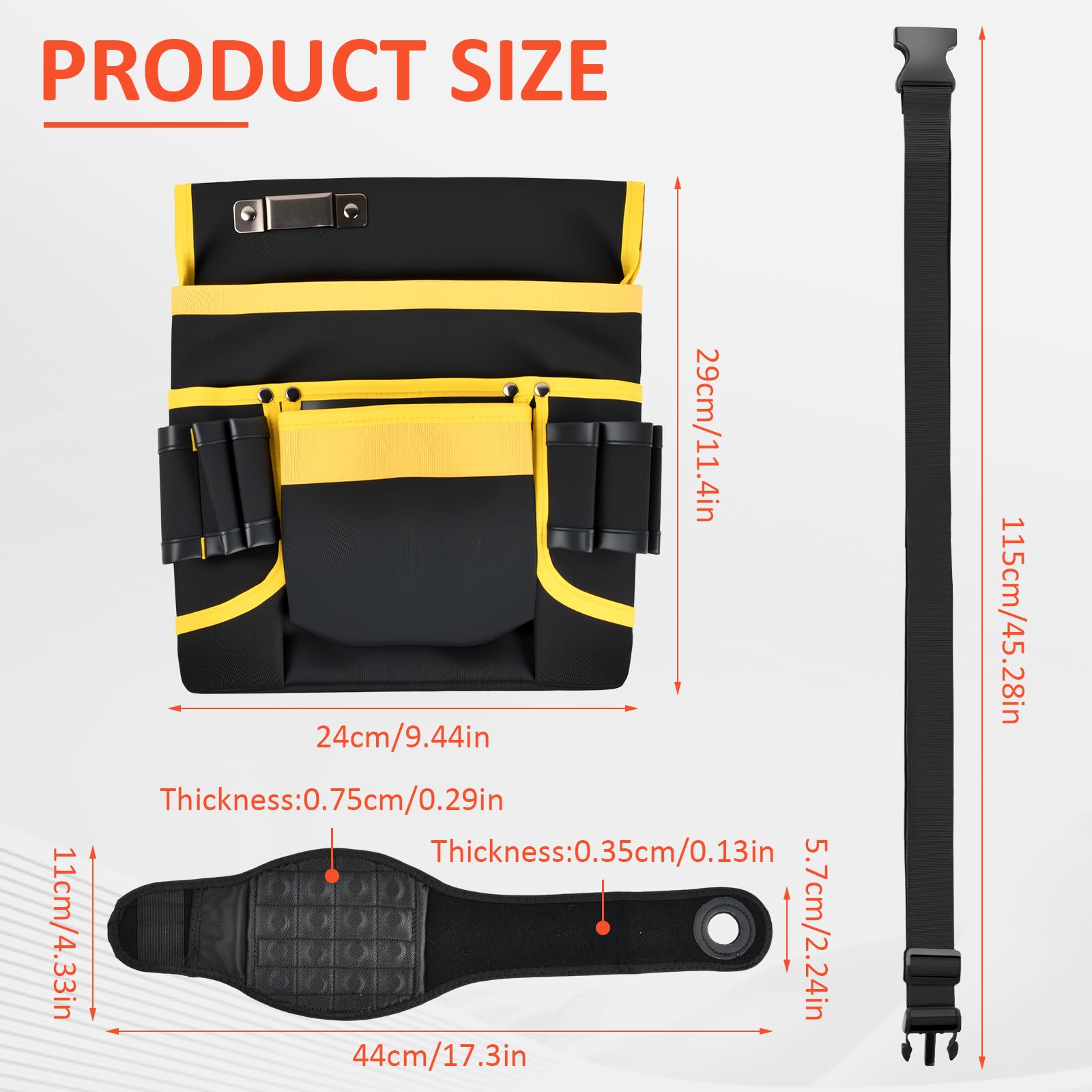 Cintura Porta Attrezzi Magnetiche Cintura Attrezzi con 13 Tasche Regolabili Staccabili Cintura Elettricista con Bracciale Magnetico Cintura Attrezzi Lavoro per Elettricista Falegname Edilizia