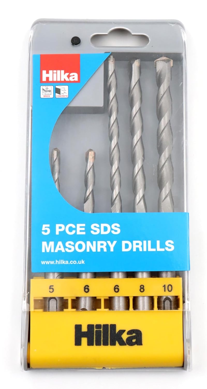 Hilka 49700005 SDS Masonry Drill Bit Set, Set of 5 Pieces Black