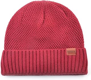 WTfbeusd Men's hats Winter warm knitted hat men outdoor knitted double-layer knitted velvet hat men's skull hat hat thick hat (Colour Name : 4, Size Name : One size)