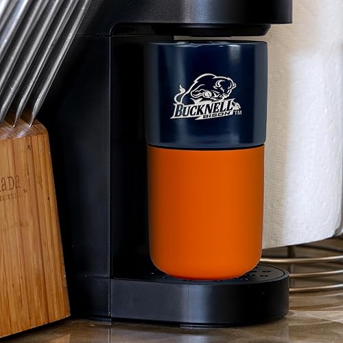 Miniatura 521 de Rico Industries NCAA Miami of Ohio Redhawks - Vaso de cerámica de 16 onzas con agarre de silicona, grabado láser profundo, diseño de color negro