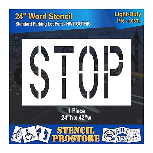 Plantillas de marcado de pavimento  Plantilla de tope de 24 pulgadas  24 x 42 pulgadas x 116 pulgadas (63 mil)  Ligero