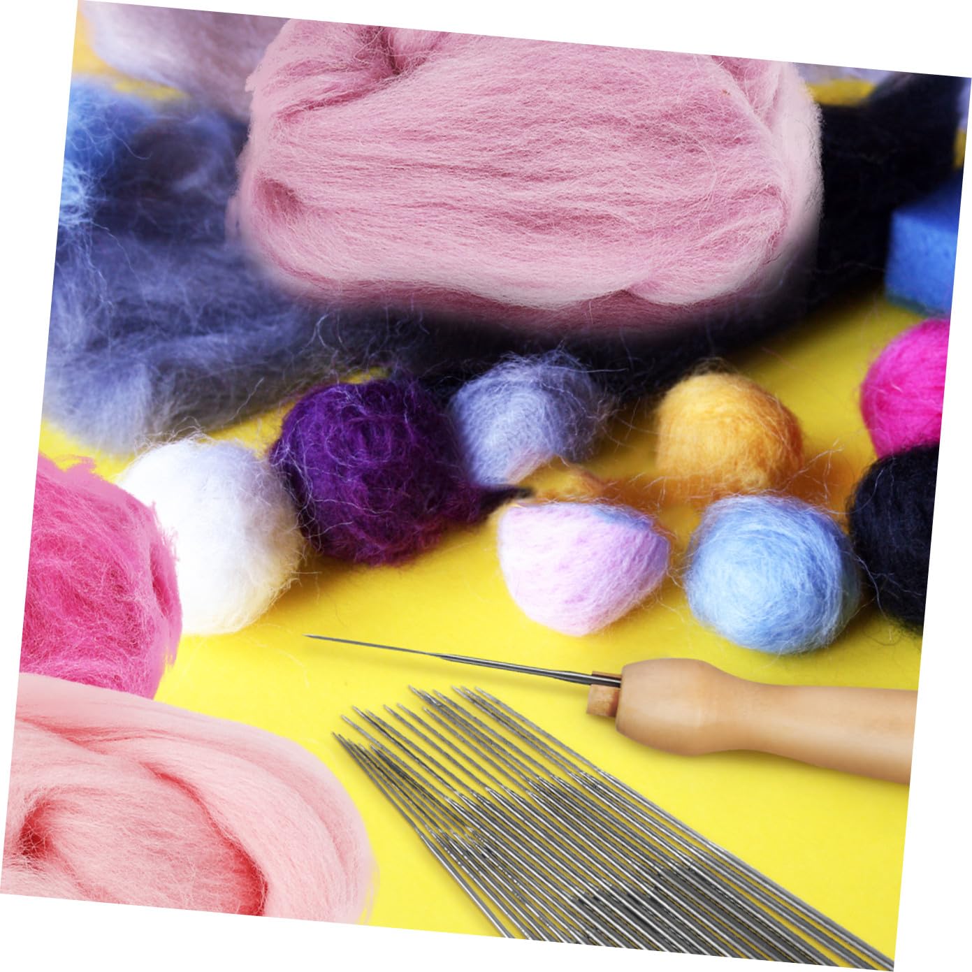 Nadelfilz Satz für Anfänger, 20 Farben, 10g Je Farbe | Wolle zum Basteln, 19 Nadeln in Drei Stärken, 1 Blauer Behälter und 1 Einzelstich